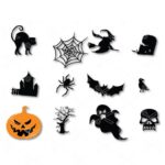 Halloween Clip art Bundle Pumpkin Ghosts Spiders Witch Cat Scary Tree Bat SVG and DXF Cut file