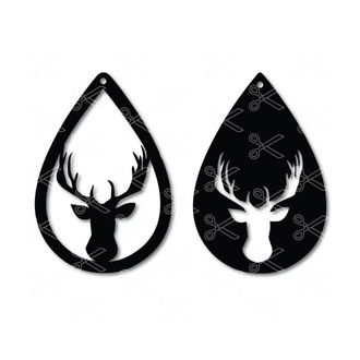 Reindeer Christmas Tear Drop Earrings Deer SVG and DXF Cut files