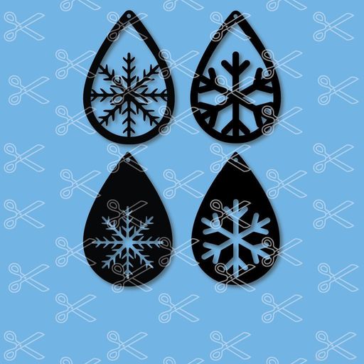SNOW-FLAKES-TEAR-DROP-EARRINGS-SVG-AND-DXF-CUT-FILES