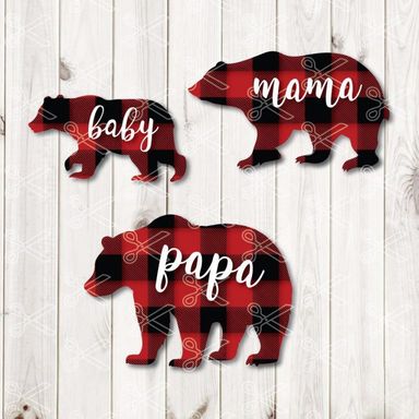 Download Buffalo Plaid Bear Family SVG and DXF Cut files and use it to your DIY project!