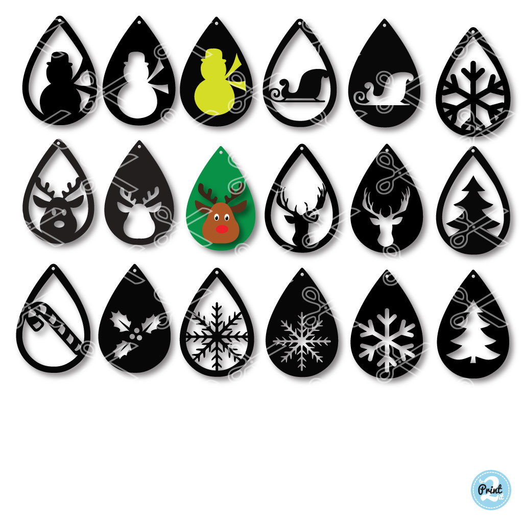 Download Christmas Teardrop Earrings Svg Dxf Cut Files For Cricut And Silhouette