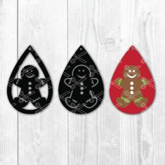 Download Ginger Bread Man Tear Drop Earrings SVG and DXF Cut Files and use it to your DIY project!