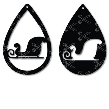 Download Santa Sleighs Christmas time Tear Drop Earrings SVG and DXF Cut files and use it to your DIY project!