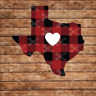 texas heart buffalo plaid map svg and dxf cut file