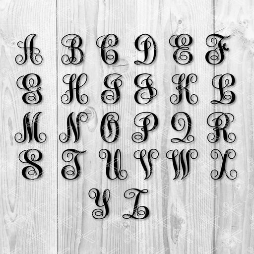 Vine Monogram Font SVG DXF Cut Files