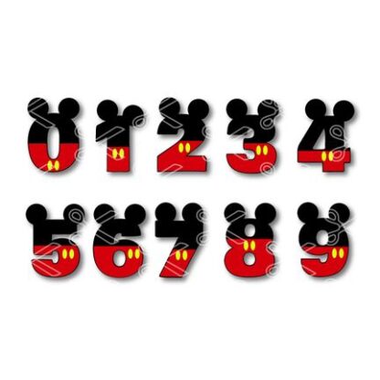 Mickey Mouse Numbers Svg