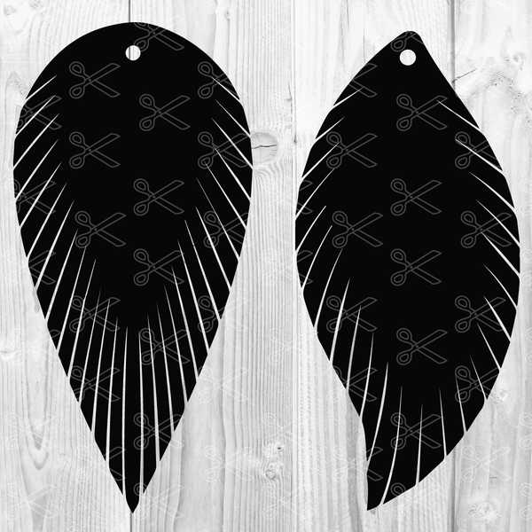 Feather Fringe Earring SVG DXF Cut File