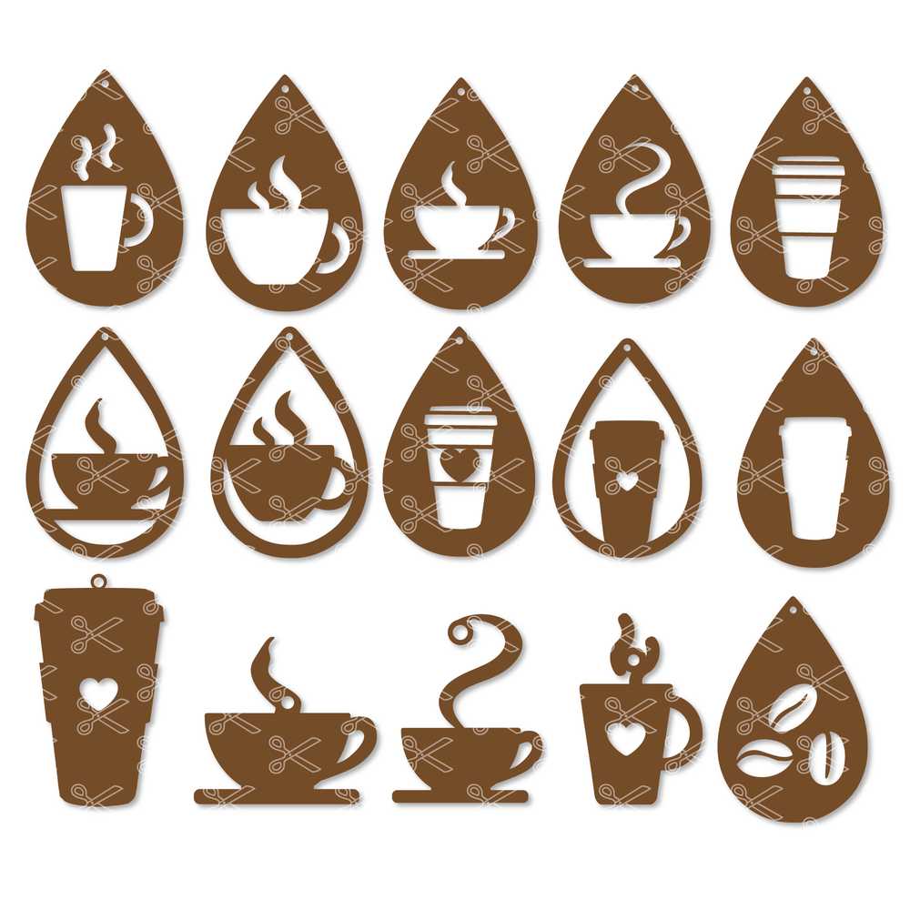 Download Coffee Earrings Bundle SVG DXF Cut Files