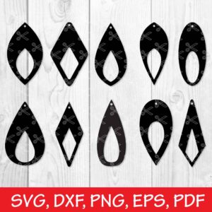 Faux Leather Earrings Template SVG DXF PNG PDF EPS Files