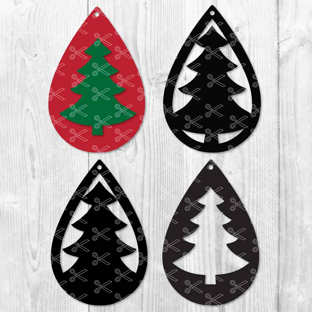 Download Christmas Tree Teardrop Earring Svg Dxf Png Cut Files