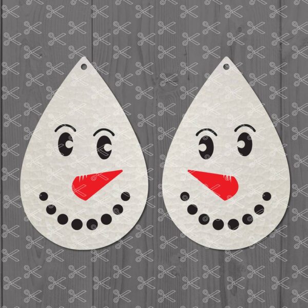 Snowman Faux Leather Earring SVG