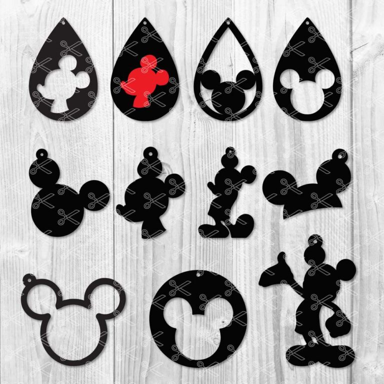 Disney Earrings SVG DXF PNG Cut Files - Mickey Earring SVG