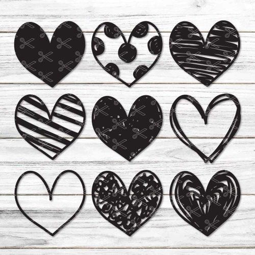 Hand Drawn Heart SVG DXF PNG Cut Files for cricut and Silhouette