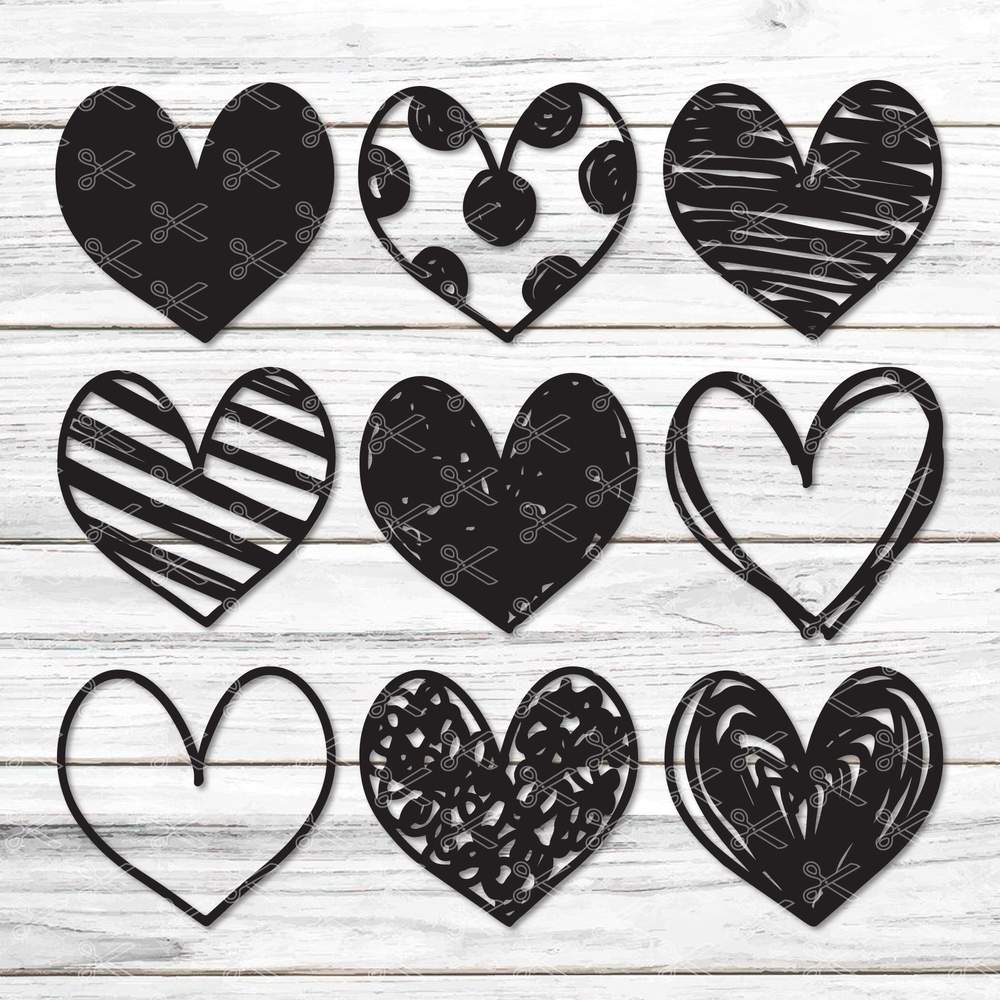 Hand Drawn Heart Svg Dxf Png Cut Files