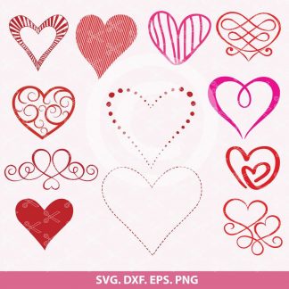 Dxf Valentines Day Heart Svg Cricut Heart Cut file Svg Designs Leaves Geometric Heart Wedding Png Love Svg for Shirts Bundle