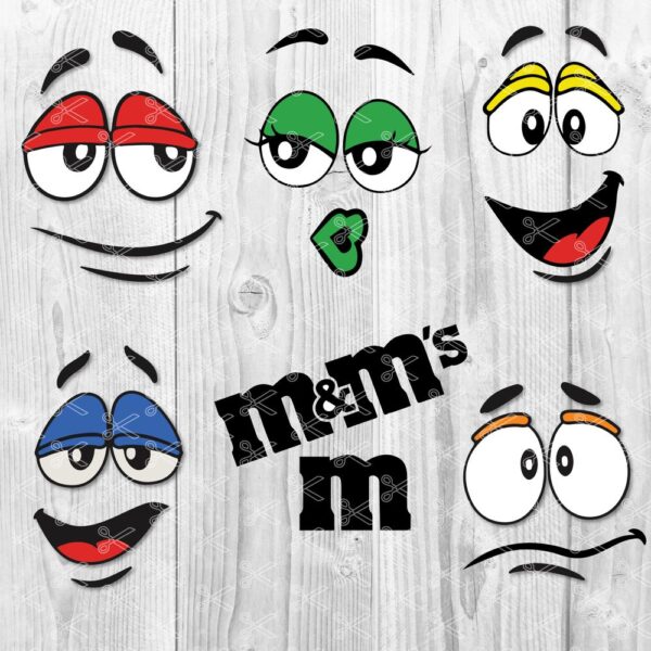 M&M Faces SVG Letter M SVG