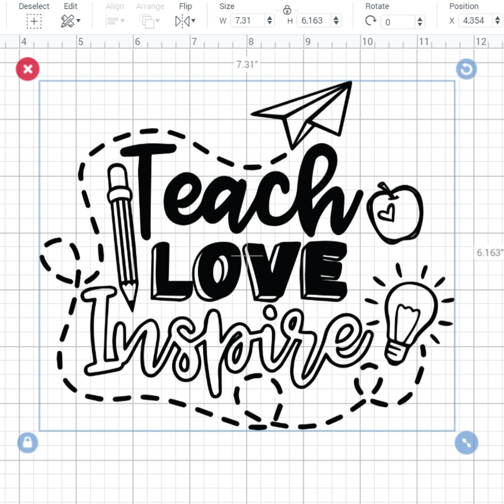 Teach Love Inspire SVG EPS PNG DXF Cut Files School SVG Apple SVG