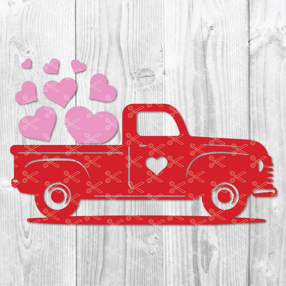 Valentines Vintage Truck SVG PNG DXF - Valentines Day SVG