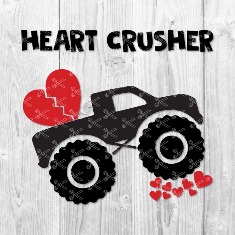Download Valentines Truck SVG DXF PNG Cut File - Monster Truck SVG