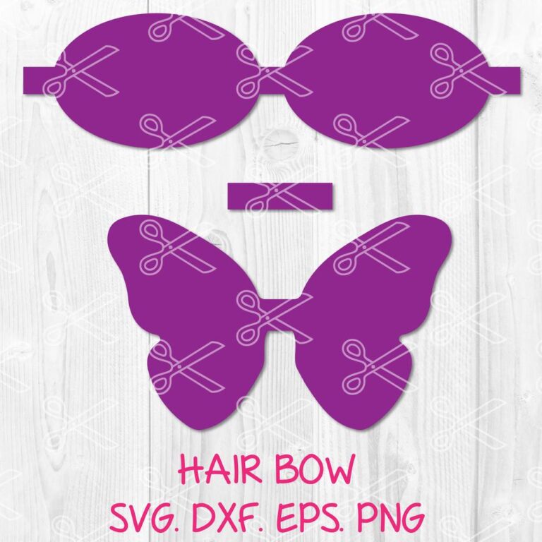 Hair Bow SVG, DXF, PNG, EPS, Cut Files - Butterfly Bow Template