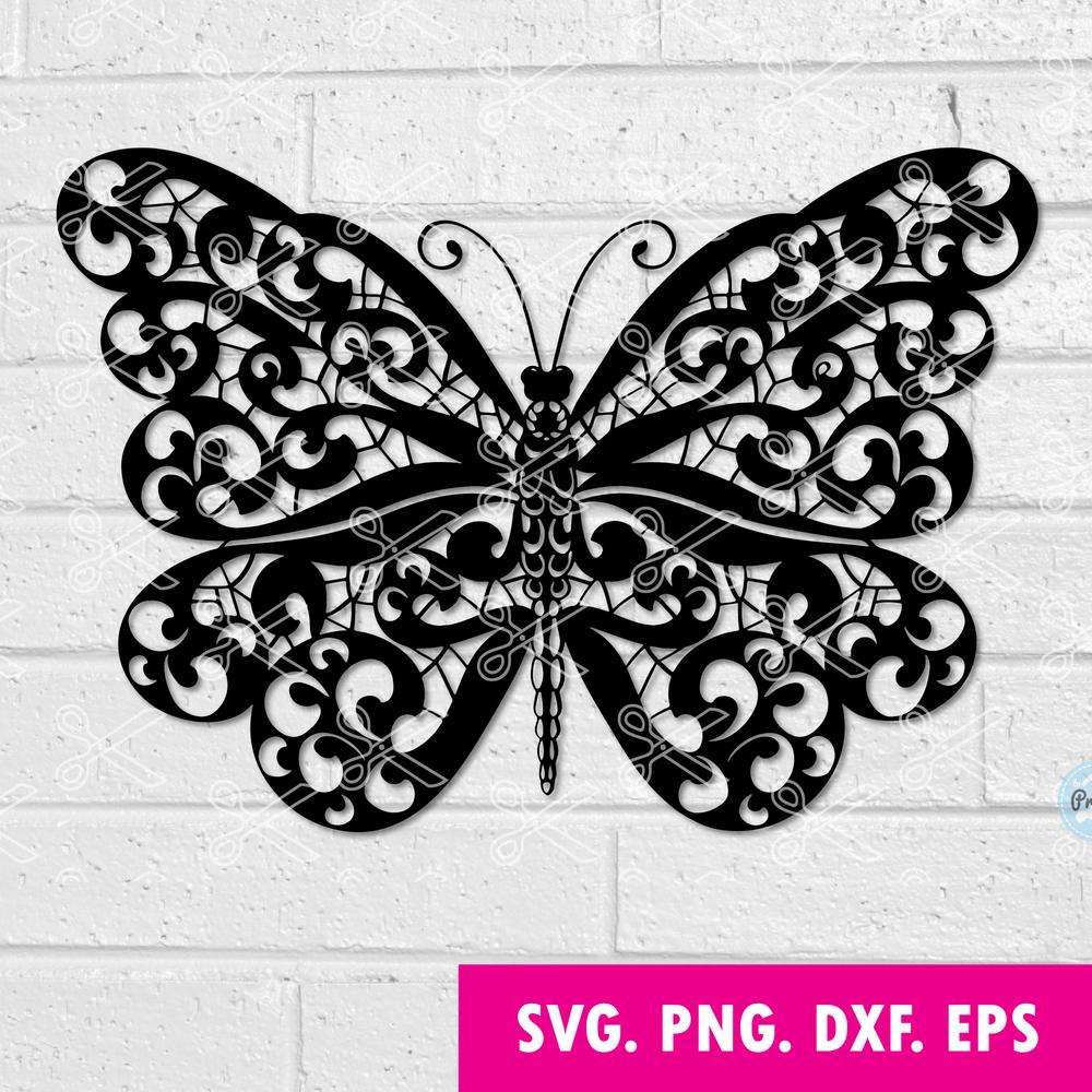 Mandala Butterfly SVG, EPS, PNG, DXF, Cut Files