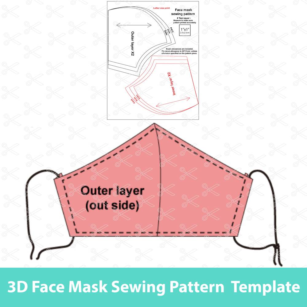 Printable Face Mask Sewing Pattern Tutorial Face Mask With Filter Pocket