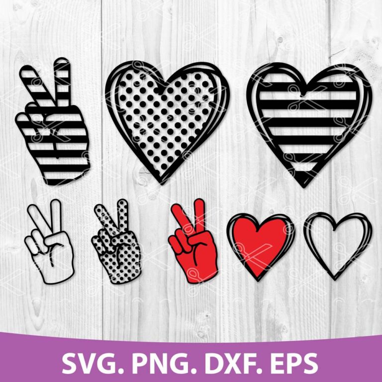 Peace Love Bundle SVG, DXF, PNG, EPS, Cut Files