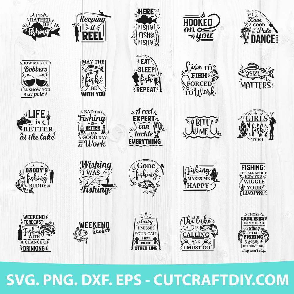 Download Fishing SVG Bundle Cutting Files - Fishing T-Shirt Designs ...