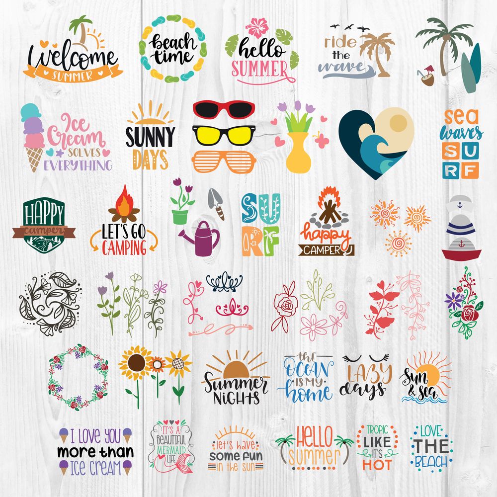 Summer SVG Bundle, PNG, Ai, Cut Files - Beach SVG - Palm Tree SVG