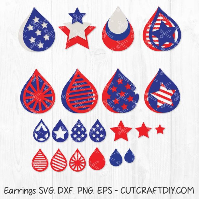 American Flag Earrings SVG 4th of July svg