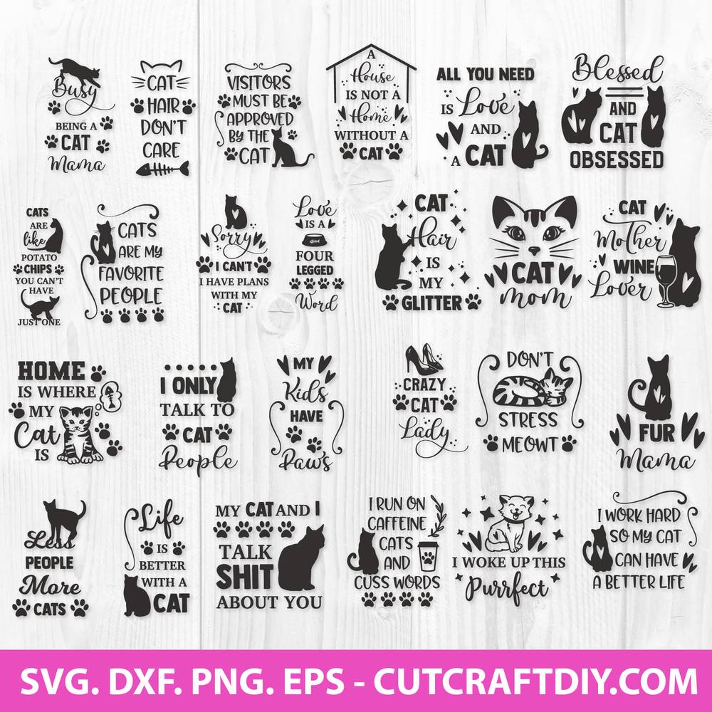 Download Cat Svg Bundle Png Dxf Eps Cut Files Cat Mom Svg Cat Clipart 3D SVG Files Ideas | SVG, Paper Crafts, SVG File