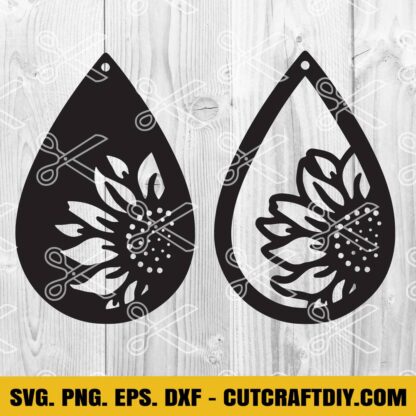 Tardrop Sunflower Earrings SVG