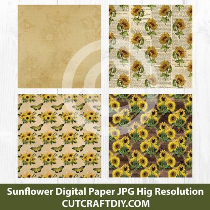 Vintage Sunflower Digital Paper