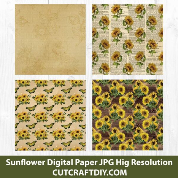 Vintage Sunflower Digital Paper