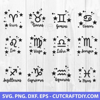 Svg dxf eps png Files for Cutting Machines Cameo Cricut Zodiac Symbols Svg Horoscope Svg Astrology Svg Zodiac Signs Svg Bundle
