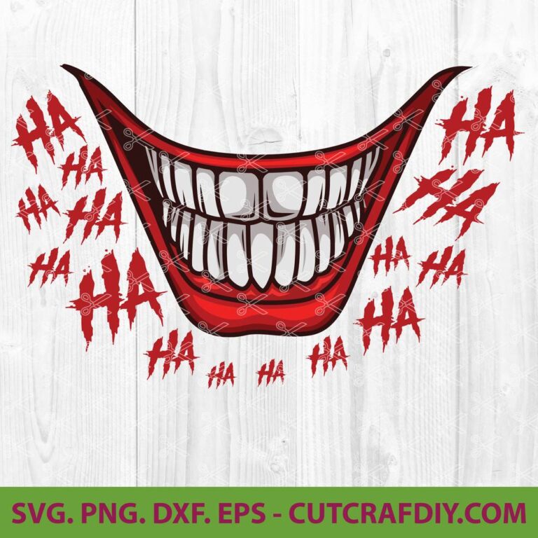 Joker Smile SVG, PNG, DXF, EPS, Cut Files - Funny Mouth ...