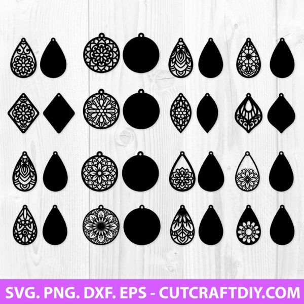 Mandala Earring SVG Cut File