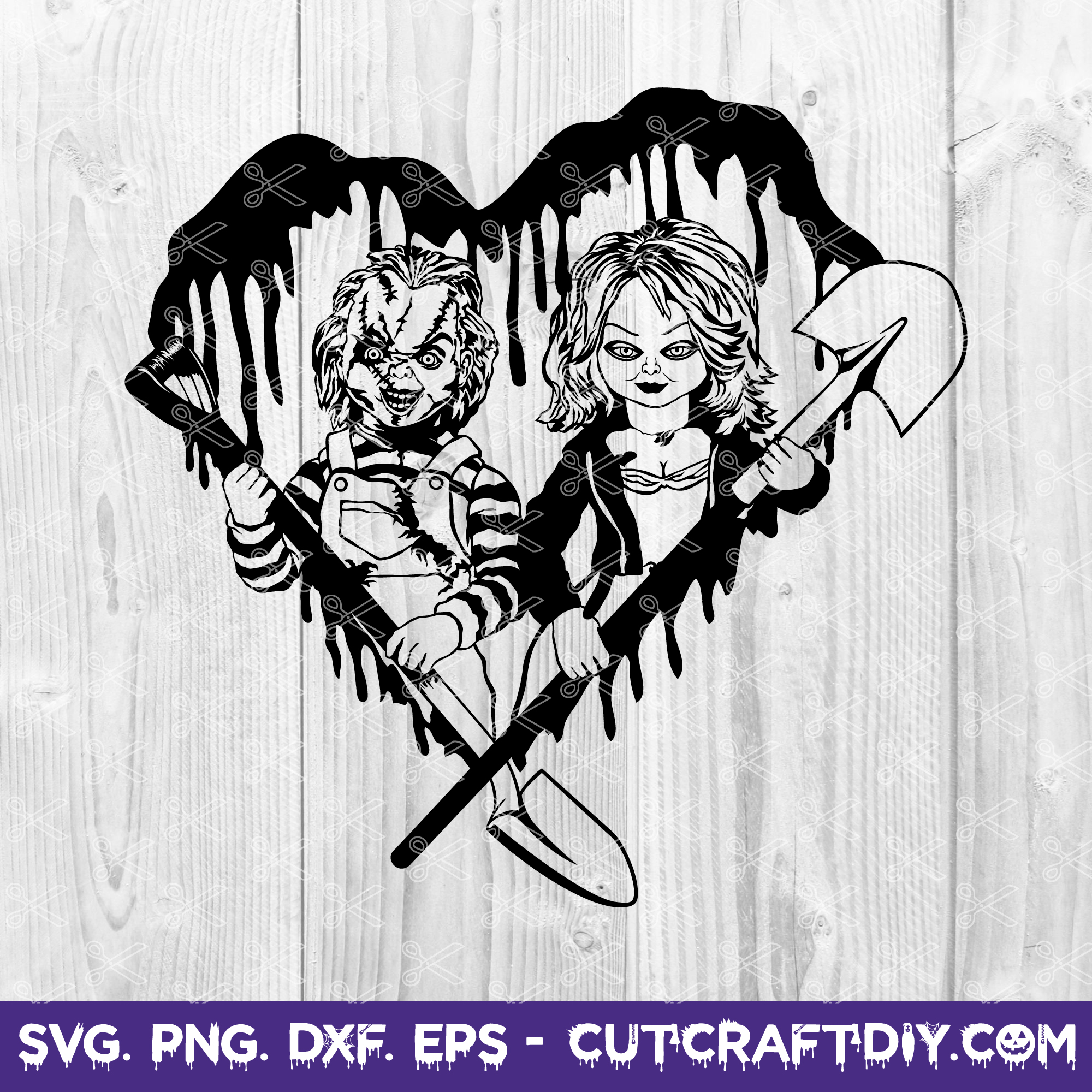 Download Chucky And Tiffany Svg Png Cut Files Chucky Horror Movie Killer Svg