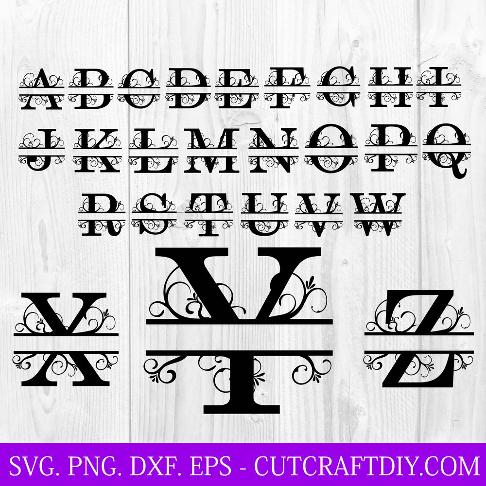 Scrapbooking Split Monogram Frame Alphabet Split Monogram Alphabet SVG