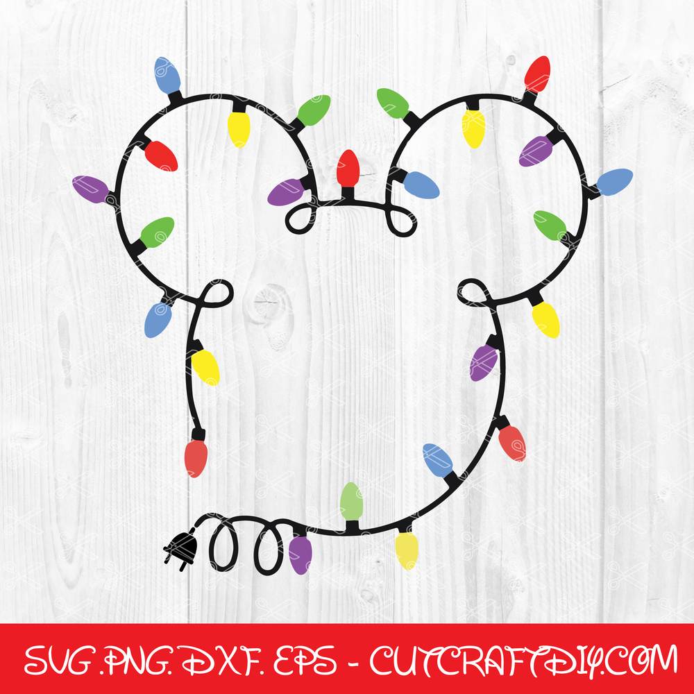 Mickey Christmas Lights SVG, PNG, Cut Files, Disney Christmas SVG