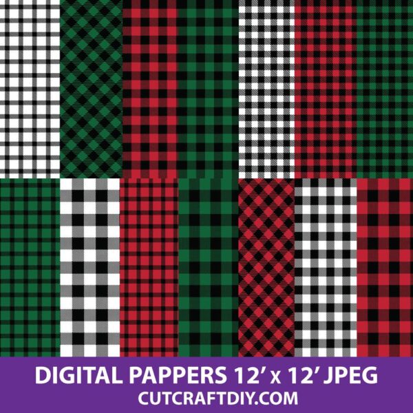 Red Buffalo Plaid Pattern Lumberjack Digital Paper