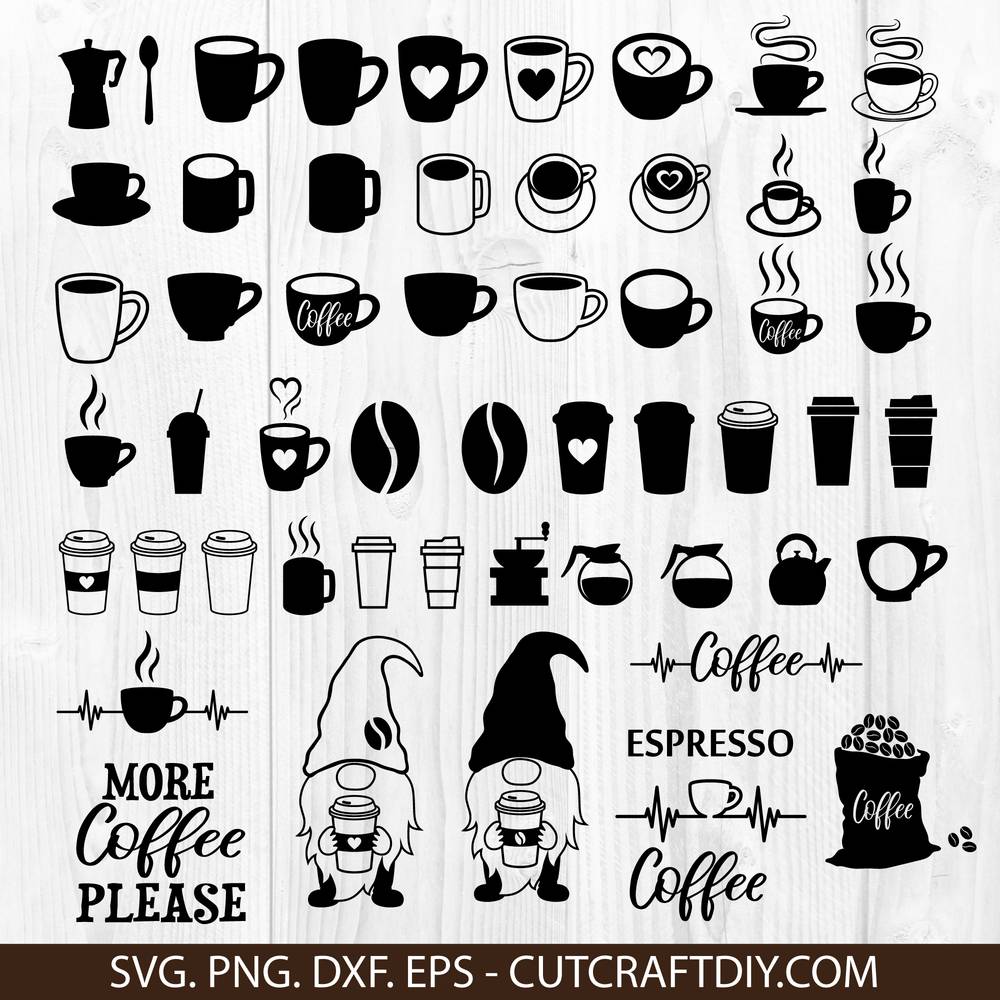 Coffee SVG Bundle, Coffee Cup SVG, Coffee Quotes SVG, Coffee Cut File