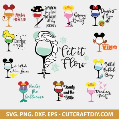 Disney Princess Wine Glass SVG