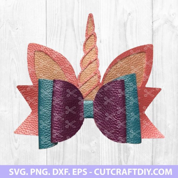 Unicorn Hair Bow Template SVG