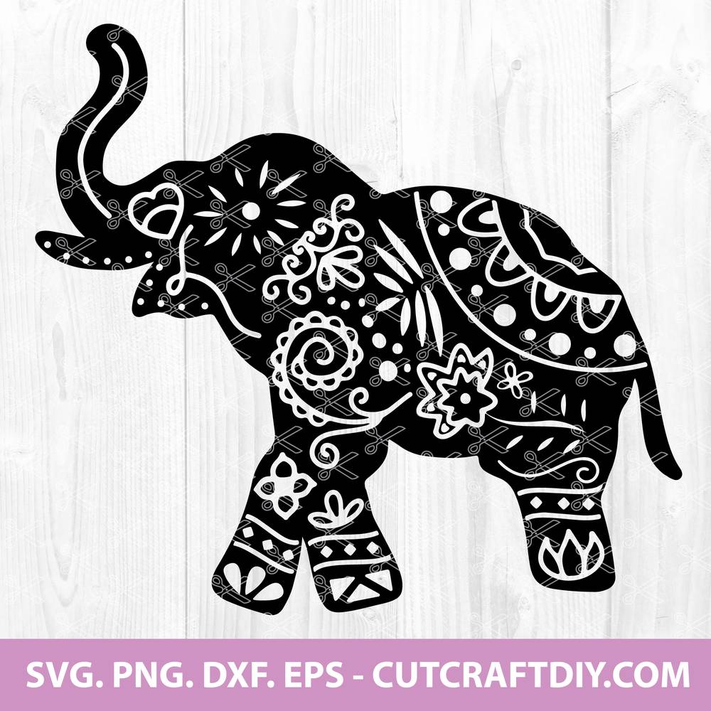 Elephant Mandala SVG | PNG | DXF | EPS | Cut Files| Cricut