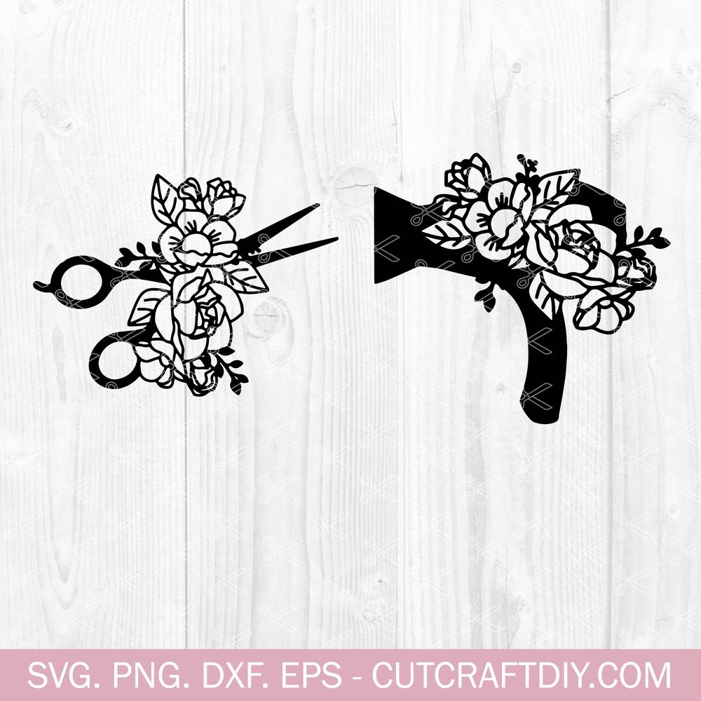 Download Floral Hair Dryer Svg Hairdresser Svg Barber Svg Cut File