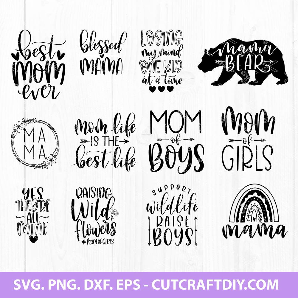 Funny Mom Svg Bundle Of 12 Designs Png Files Cricut Cut Files