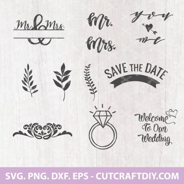 Mr and Mrs Wedding SVG