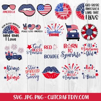 All American girl SVG USA Flag Monogram vector Patriotic cut files Summer clipart 4th of july svg bundle Merica SVG Boys fourth of July