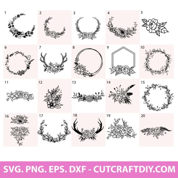 Flower wreath SVG Bundle